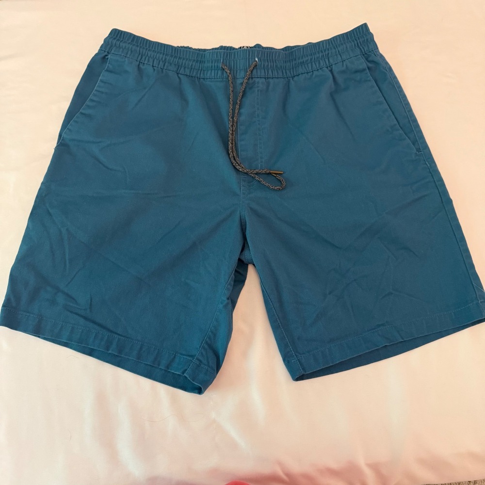 Volcom Frickin Elastic Waist Shorts Mens XL Teal Blue Repreve Chino Walk Shorts